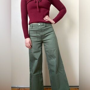 Frank & Oak Green Wide Leg Pants